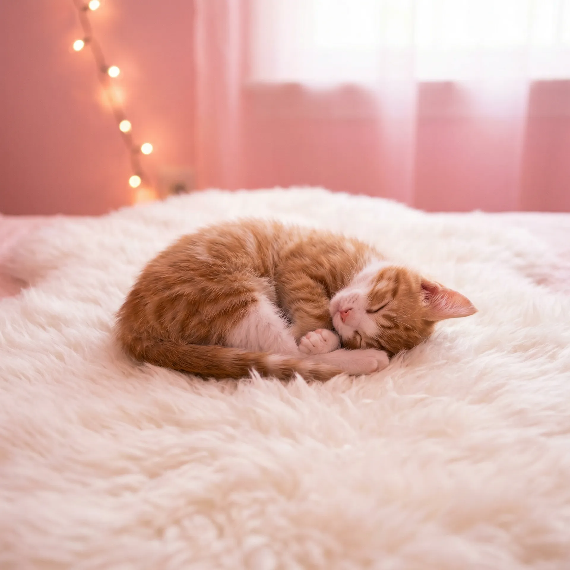 小猫蜷成一团入睡 - 灵翼之龙