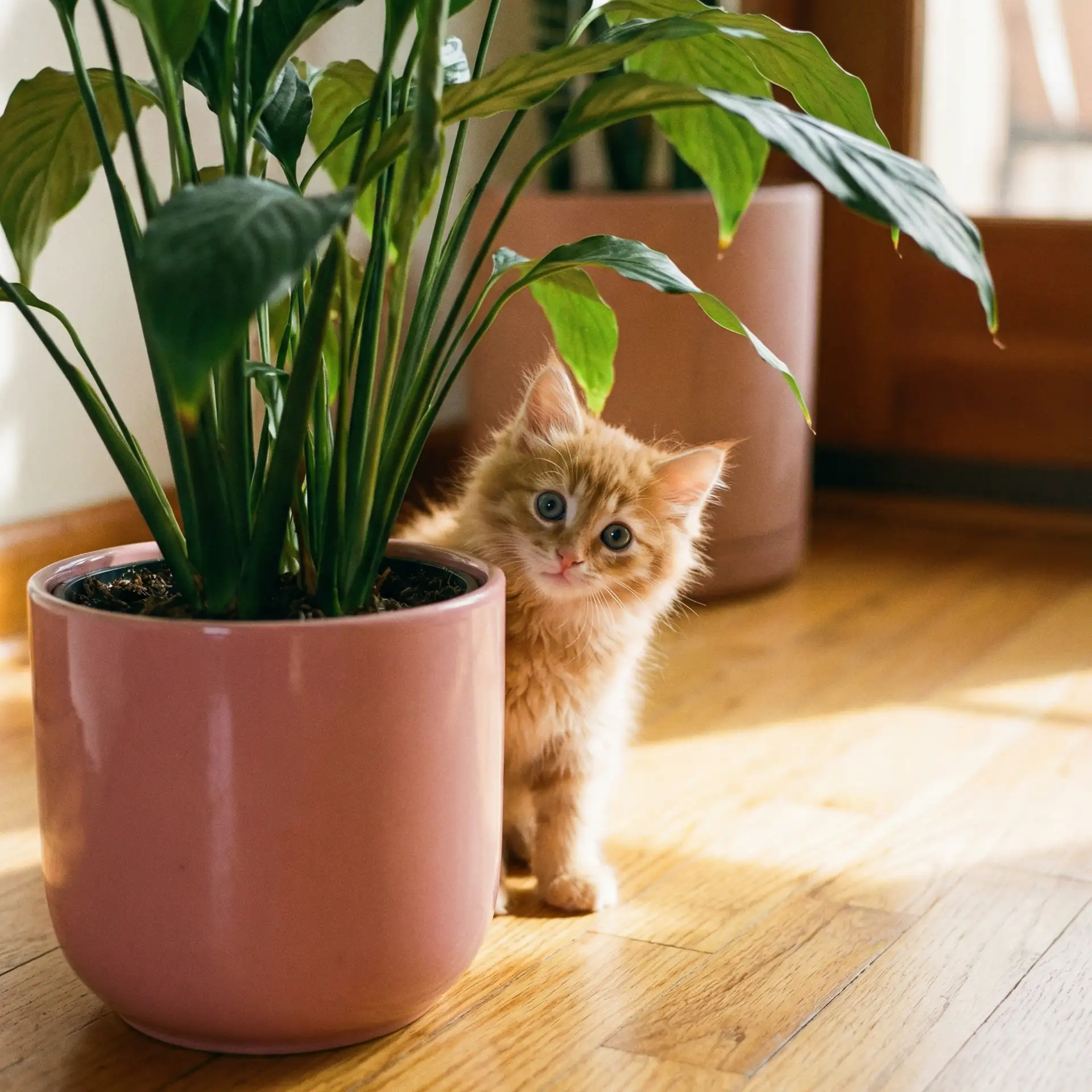 小猫从花盆后探头 - 灵翼之龙